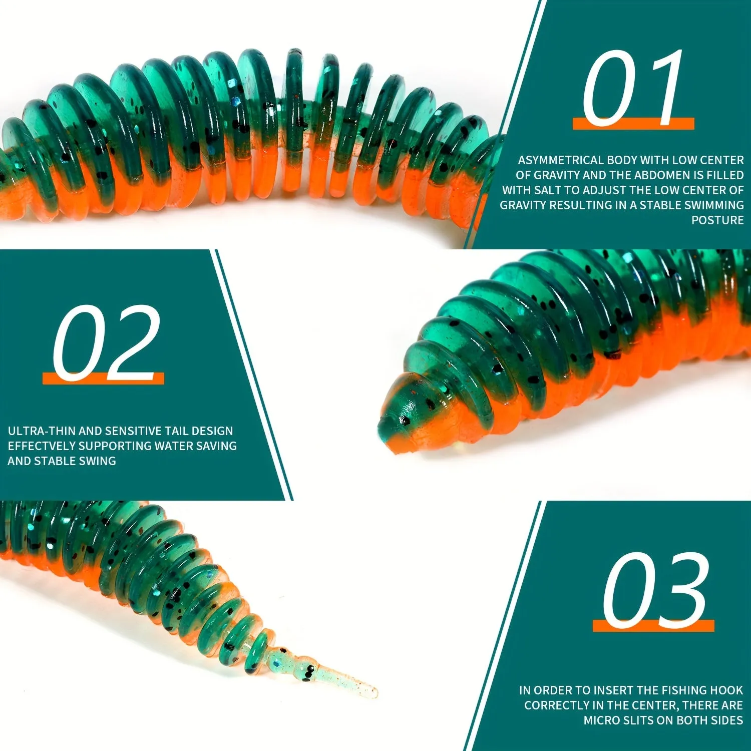 36pcs Multicolor Soft Worms Fishing Lure Set for Any Water